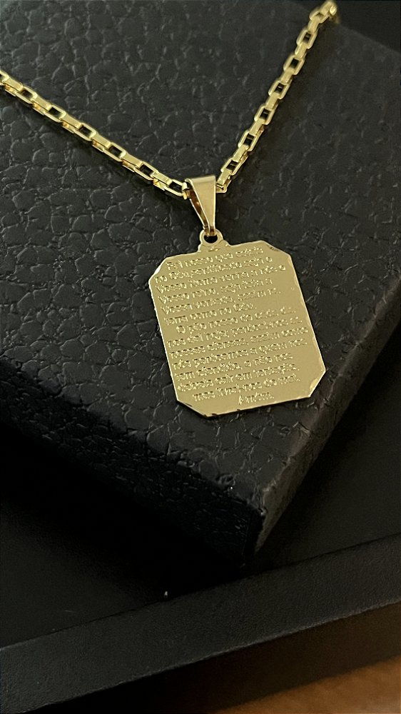 PINGENTE QUADRADO ‘’PAI NOSSO’’ M.( 3g-  2,5x3cm) - BANHO DE OURO 18k