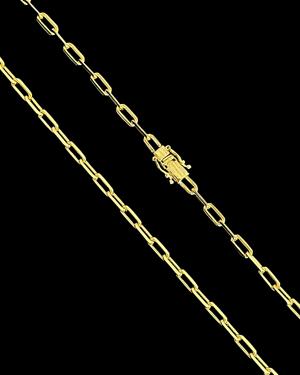 CORRENTE CARTIE (4mm- 70cm) -(9G) - FECHO COM MARCAÇÃO 750 - BANHADO A OURO 18k