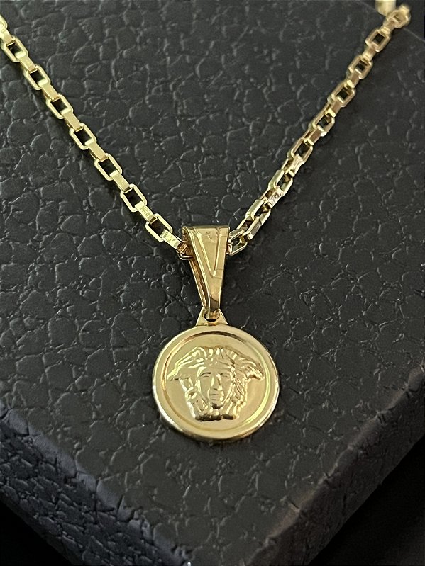 PINGENTE MEDALHA MEDUSA P( 1g- 2x2cm) - BANHO DE OURO 18k