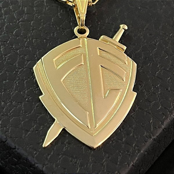 Pingente Escudo da Fé – Banhado a Ouro 18K