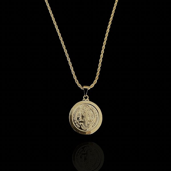 PINGENTE MEDALHA DE SÃO BENTO M ( 4g- 3x3cm) - BANHO DE OURO 18k