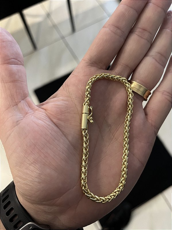 PULSEIRA PERUANA FECHO CANHÃO ( 5MM - 7G- 21 CM )- BANHADO A OURO 18K