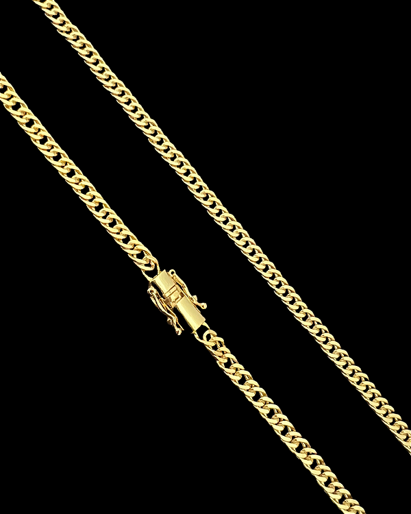 CORRENTE LACRAIA (  4mm- 70cm) FECHO COM MARCAÇÃO 750 -  BANHADO A OURO 18K.
