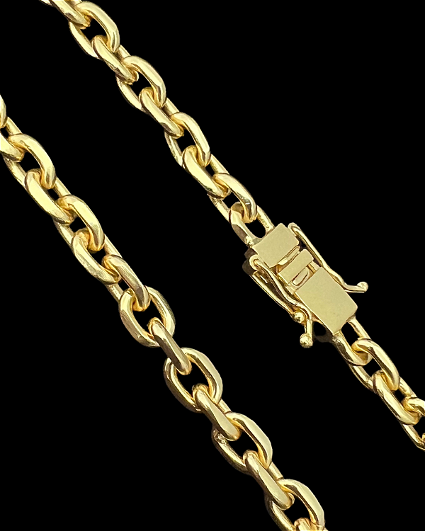 CORRENTE CADEADO (8mm -98G)-70CM  - FECHO COM MARCAÇÃO 750 -  BANHADO A OURO 18k