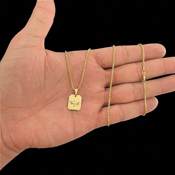 CORRENTE VENEZIANA ( 1.5mm -70cm) + PINGENTE ESPÍRITO SANTO PLACA - BANHO DE OURO 18k