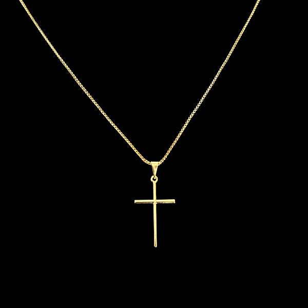 CORRENTE VENEZIANA (2mm- 70cm) + PINGENTE CRUZ LISA - BANHO DE OURO 18k
