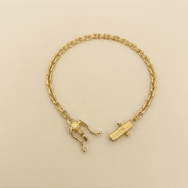 Pulseira Cadeado 3mm 21cm – Banhada a Ouro 18K