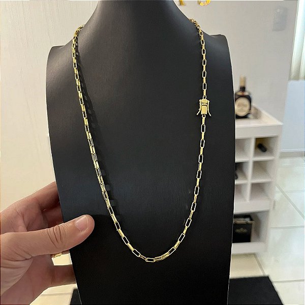 Corrente Tijolinho 3mm 70cm – Banhada a Ouro 18K