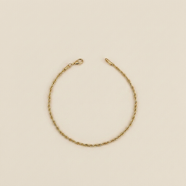Pulseira Baiana 2mm 21cm – Banhada a Ouro 18K