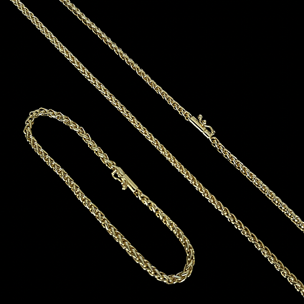 Corrente Peruana 5mm 70cm + Pulseira 21cm – Banhada a Ouro 18K