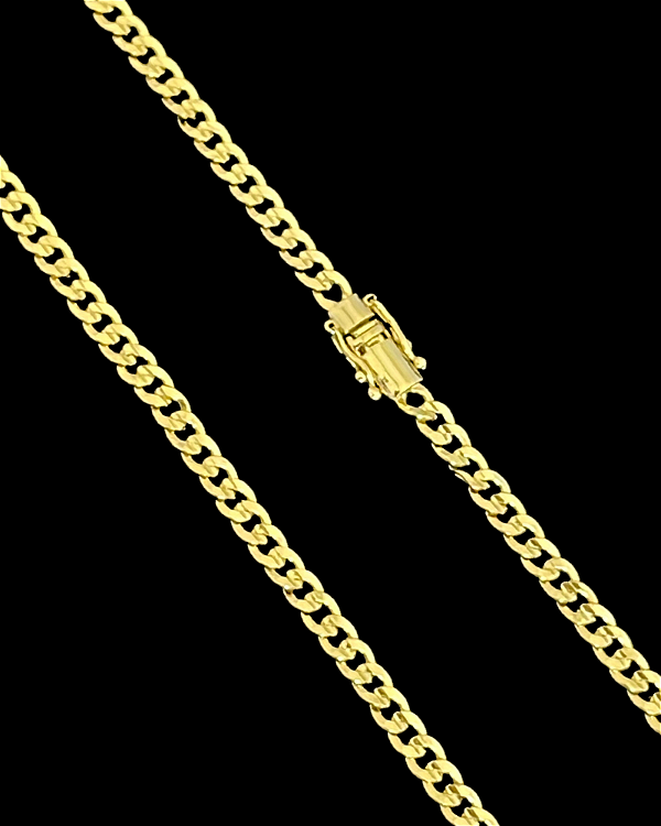 CORRENTE PITBULL  (4mm - 23G) - 70cm - FECHO COM MARCAÇÃO 750 - BANHO DE OURO 18K.
