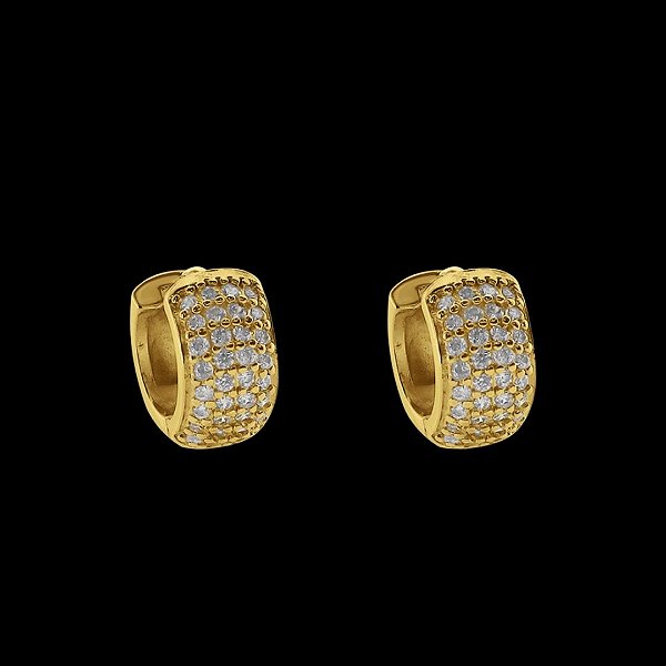 PAR DE ARGOLA CRAVEJADO EM PEDRA ZIRCÔNIA PREMIUM  10x5mm - BANHADO A OURO 18K