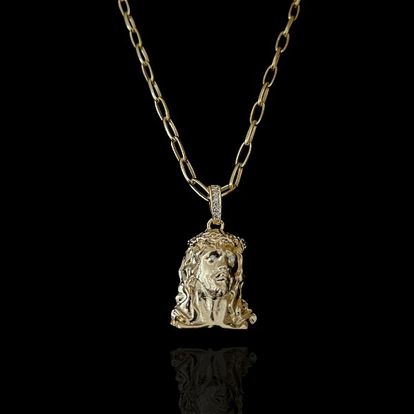 PINGENTE JESUS CRAVEJADO M( 8- 2x2cm) - BANHO DE OURO 18k