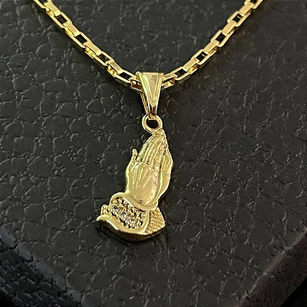 Pingente Mãos em Oração – Banhado a Ouro 18K