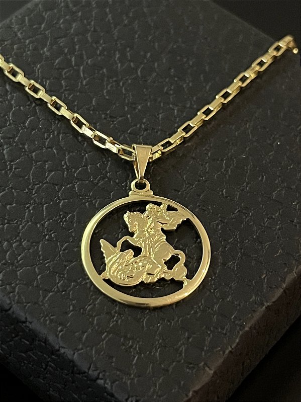 PINGENTE SÃO JORGE M (8g- 2x2cm) - BANHO DE OURO 18k