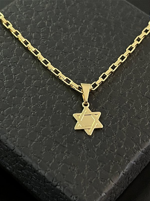 PINGENTE ESTRELA DE DAVI( 8g- 3x3cm) - BANHO DE OURO 18k