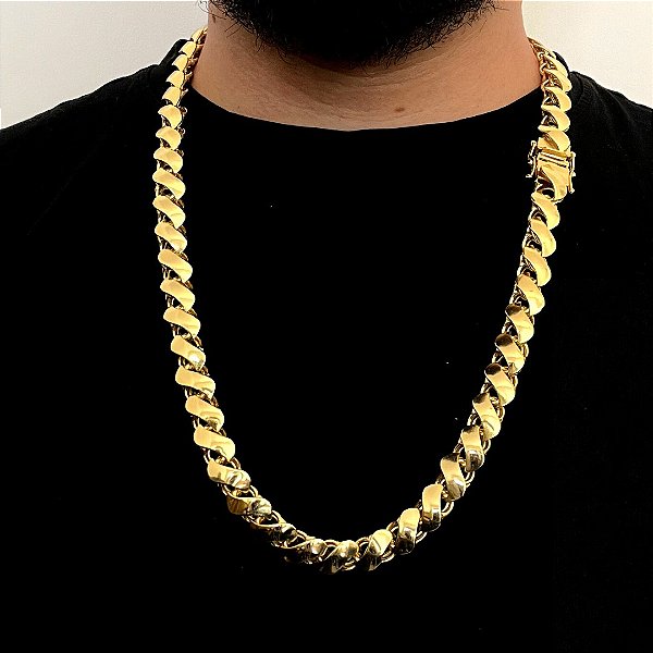 Corrente Friso 13mm 70cm – Banhada a Ouro 18K