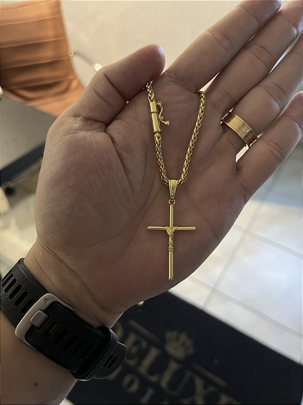CORRENTE PERUANA( 5mm- 70cm) + PINGENTE  CRUZ AMARRADA