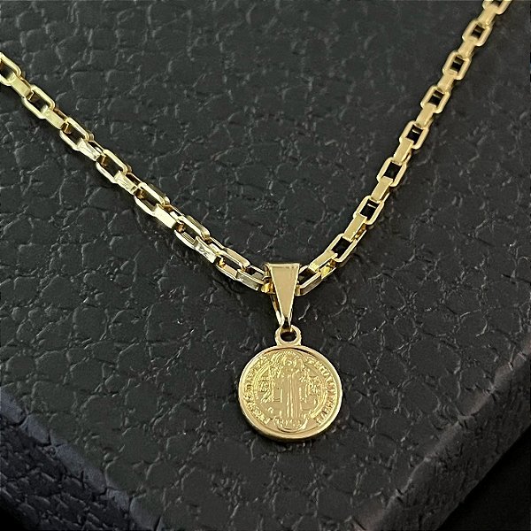 Pingente Medalha São Bento Pequena – Banhado a Ouro 18K