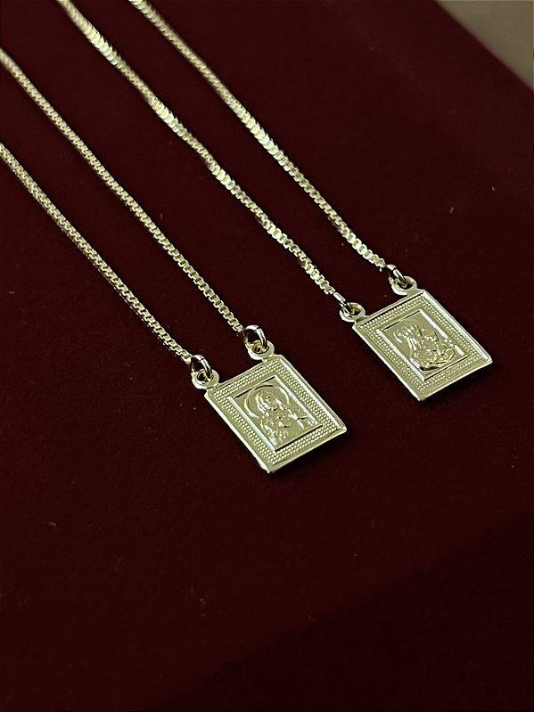 ESCAPULÁRIO CONVENCIONAL, CORRENTE VENEZIANA ( 1.5mm - 4g -  70/60CM) - BANHADO A OURO 18K.