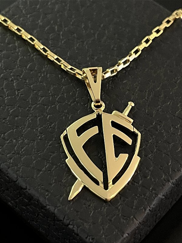 PINGENTE FÉ BRASÃO VAZADO M (3G.5x3)- BANHO DE OURO 18k