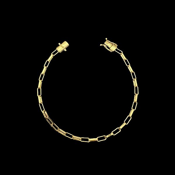 PULSEIRA TIJOLINHO ALONGADO (3mm 20Cm) - FECHO COM MARCAÇÃO 750 -  BANHADO A OURO 18K