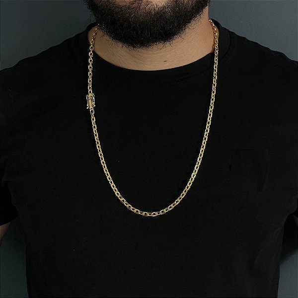 CORRENTE CADEADO( 5mm- 70cm) FECHO COM MARCAÇÃO 750 - BANHADO A OURO 18k