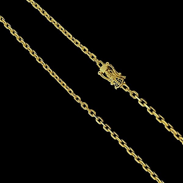 CORRENTE CADEADO( 5mm- 70cm) FECHO COM MARCAÇÃO 750 COM NOSSA SENHORA CRAVEJADA - BANHADO A OURO 18k
