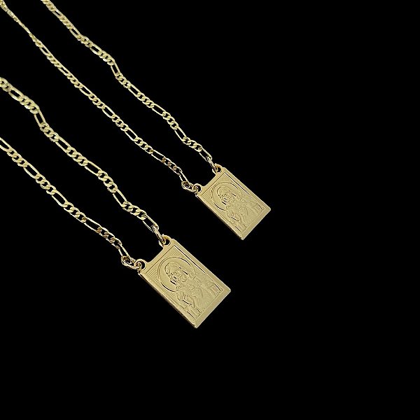 ESCAPULÁRIO CONVENCIONAL CORRENTE 3x1 (70CM) - BANHADO A OURO 18K.