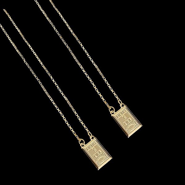 ESCAPULÁRIO DEUS É FIEL ( 70cm) - BANHADO A OURO 18K.
