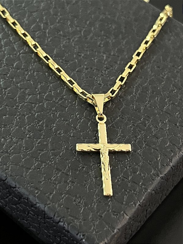 PINGENTE  CRUCIFIXO JESUS  DETALHADO( 2g- 2x2,5cm) - BANHO DE OURO 18k