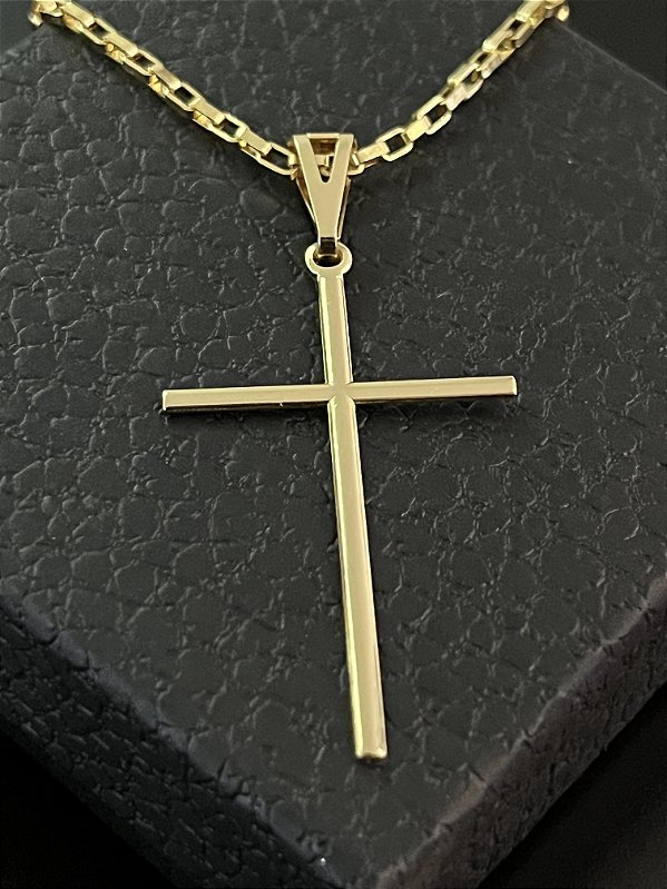PINGENTE  CRUZ LISA( GRANDE ( 2,5x3,5cm)- BANHO DE OURO 18k
