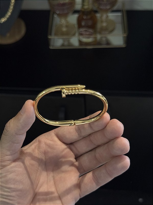 BRACELETE  TIPO PREGO ( 5mm -13g)-21cm - BANHADO A OURO 18K