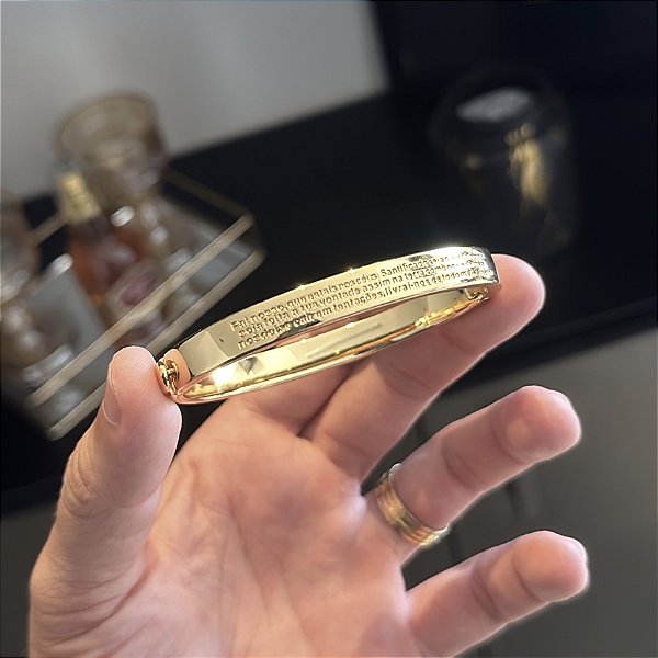 BRACELETE  COM PAI NOSSO DETALHADO  ( 7mm -13g)-21cm - BANHADO A OURO 18K