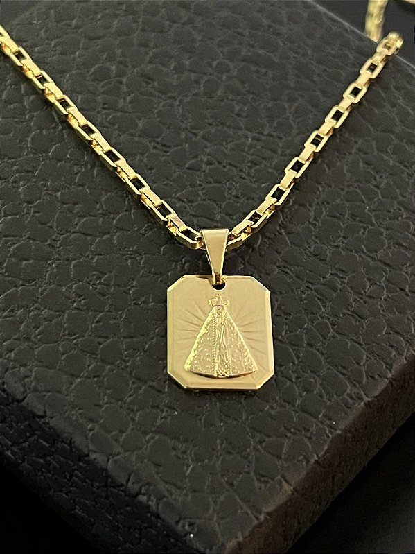 PINGENTE PLACA NOSSA SENHORA  P. ( 1,5g-   2x2cm) - BANHO DE OURO 18k