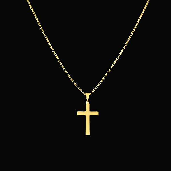 PINGENTE  CRUCIFIXO CHAPADO LISO   P. ( 1,5g-   2x2cm) - BANHADO A OURO 18K.