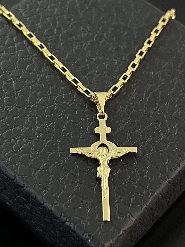 PINGENTE  CRUCIFIXO DETALHADO    P. ( 1,5g-   2x2cm) - BANHO DE OURO 18k