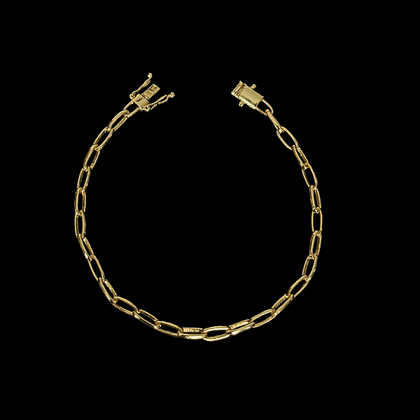 PULSEIRA CARTIE MEIA CANA FECHO GAVETA  (4MM -5g) - 20CM - BANHADO A OURO 18K
