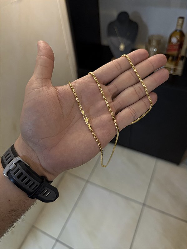 CORRENTE LACRAIA FECHO CONVENCIONAL (2mm -13G)-70cm - BANHADO A OURO 18K