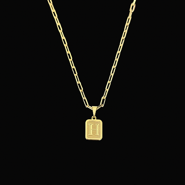 Pingente Placa Letra H – Banho Ouro 18k