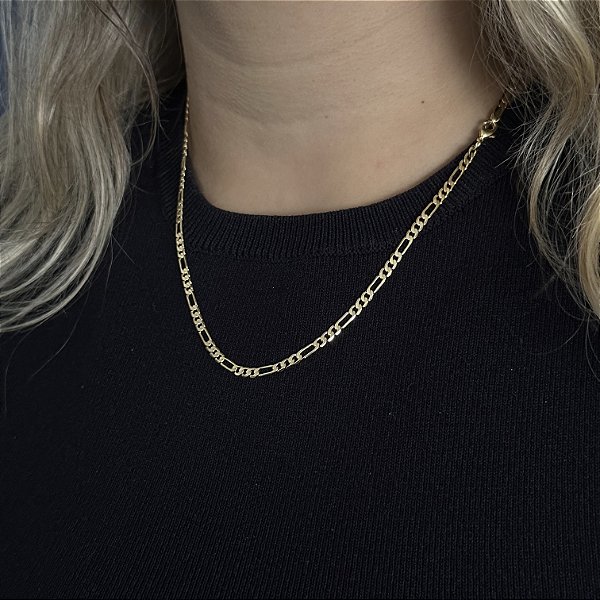 CORRENTE 3x1  ( 2mm 50cm FEM ) - BANHO DE OURO 18k