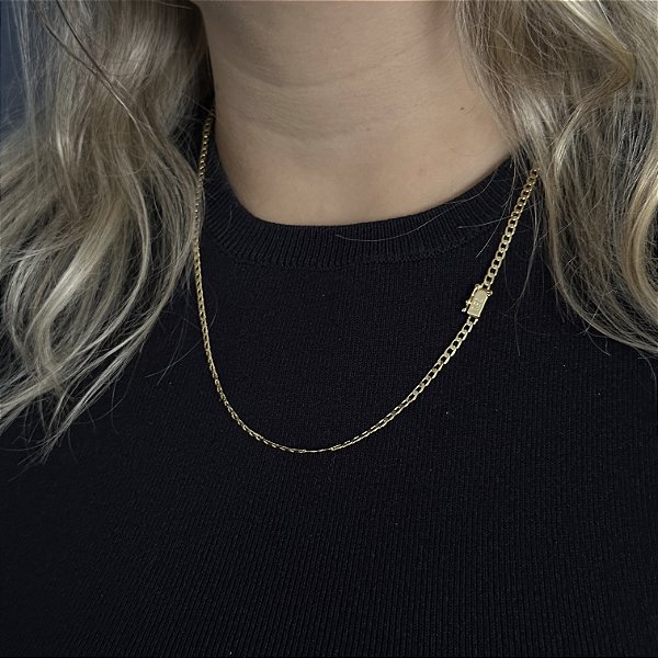 CORRENTE GRUMET COM MARCAÇÃO 750  ( 3mm 50cm FEM ) - BANHO DE OURO 18k