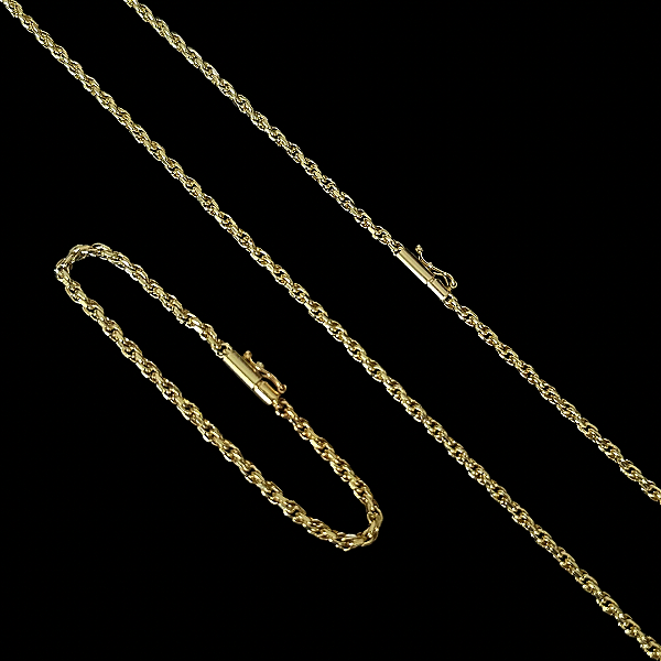 Corrente 3mm 70cm + Pulseira 21cm – Banho Ouro 18k