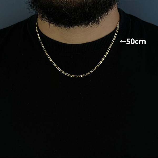 Corrente 3x1 2mm – Escolha o Tamanho 50, 60 ou 70cm – Banhada a Ouro 18K