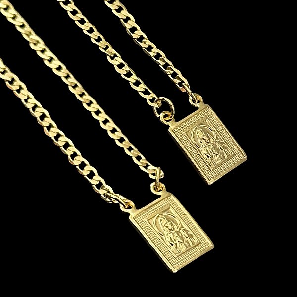 ESCAPULÁRIO CONVENCIONAL CORRENTE GRUMET (2MM 60cm ou 70cm) -  BANHADO A OURO 18k
