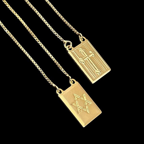 ESCAPULÁRIO ESTRELA DE DAVI CORRENTE VENEZIANA (1.8MM 60cm ou 70cm) -  BANHADO A OURO 18k