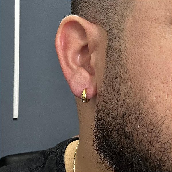 PAR DE BRINCOS  ARGOLA BOLEADA  - BANHADO A OURO 18K