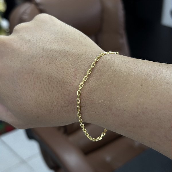 PULSEIRA CADEADO ( 6g -2mm- 20cm)  - BANHO DE OURO 18k.