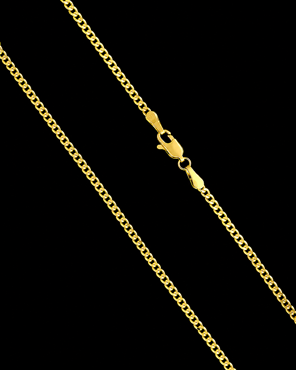 Corrente Grumet 2mm – Escolha o Tamanho 50, 60 ou 70cm – Banhada a Ouro 18K