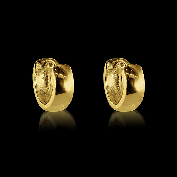PAR DE BRINCO ARGOLA CHAPADA 10x3mm - BANHADO A OURO 18K.